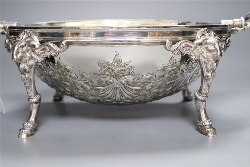 A Victorian silver plated embossed breakfast dish